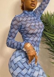 (Real Image)2022 Styles Women Sexy INS Styles Print Long Sleeve Two Piece Suit Bodysuit + Long Pants