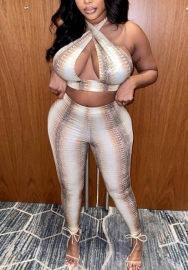 (Real Image)2022 Styles Women Sexy INS Styles Print Snake Two Piece Suit