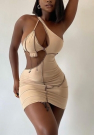 (Real Image)2022 Styles Women Sexy INS Styles Cut Out Irregular Mini Dress