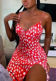 (Real Image)2022 Styles Women Sexy INS Styles Print Strap Side Split Mini Dress