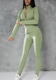 (Real Image)2022 Styles Women Sexy INS Styles Pink Front Zipper Jacket+Long Pants Two Piece Suit