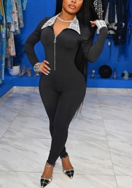 (Real Image)2022 Styles Women Fashion INS Styles Causal Front Zipper Plaid Lapel Jumpsuit