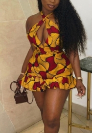 (Real Image)2022 Styles Women Sexy INS Styles Print Halter Club Dress