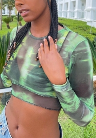 (Real Image)2022 Styles Women Sexy INS Styles Print Long Sleeve Tee