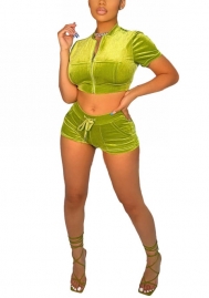 2022 Styles Women Fashion INS Styles Velvet Short Two Piece Suit