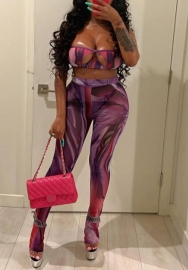 (Real Image)2022 Styles Women Fashion INS Styles Mesh Purple Two Piece Suit