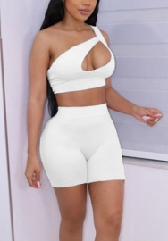2022 Styles Women Fashion INS Styles Solid Color Cut Out Short Two Piece Suit