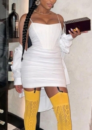 (Real Image)2022 Styles Women Fashion INS Styles Strap Summer Ruffle Mini Dress