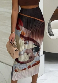 (Only Bottom)(Real Image)2022 Styles Women Fashion INS Styles Print Skirts