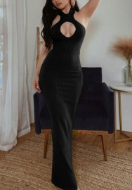 2022 Styles Women Fashion INS Styles Solid Color Halter Backless Maxi Dress