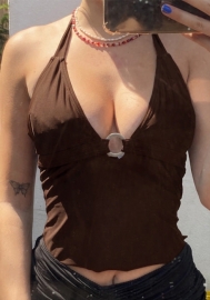 (Real Image)2022 Styles Women Fashion INS Styles Summer Solid Color Halter Tank Tops