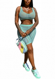 (Real Image)2022 Styles Women Fashion INS Styles Solid Color Mesh Short Two Piece Suit