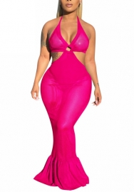 2022 Styles Women Fashion INS Styles Solid Color Mesh Maxi Dress