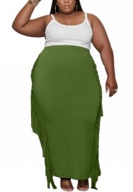 (Plus Size)(Only Skirts)2022 Styles Women Fashion INS Styles Double Ruffle Size Skirts