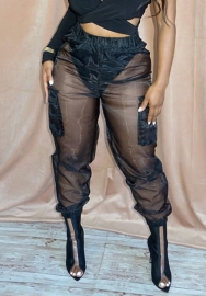 (Real Image)2022 Styles Women Fashion INS Styles Black Mesh Long Pants