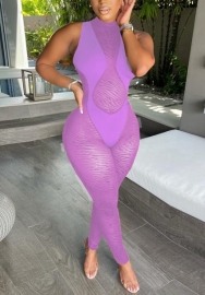 (Real Image)2022 Styles Women Fashion INS Styles Mesh Sleeveless Jumpsuit