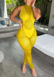 (Real Image)2022 Styles Women Fashion INS Styles Mesh Sleeveless Jumpsuit