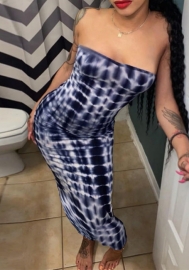 (Real Image)2022 Styles Women Fashion INS Styles Tube Print Maxi Dress