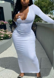 (Real Image)2022 Styles Women Fashion INS Styles Rib Long Sleeve Maxi Dress