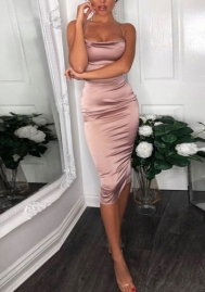 (Real Image)2022 Styles Women Fashion INS Styles Silk Strap Summer Midi Dress