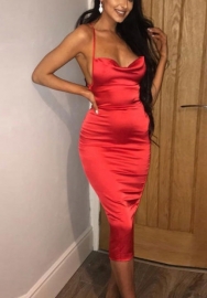 (Real Image)2022 Styles Women Fashion INS Styles Silk Strap Summer Midi Dress