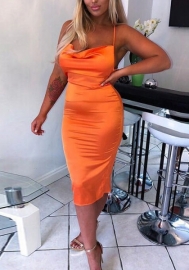 (Real Image)2022 Styles Women Fashion INS Styles Silk Strap Summer Midi Dress