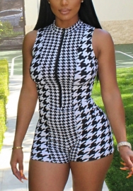 (Real Image)2022 Styles Women Fashion INS Styles Print Front Zipper Romper