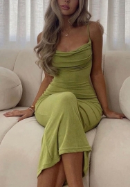 (Real Image)2022 Styles Women Fashion INS Styles Green Strap Maxi Dress