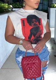 (Only Tops)2022 Styles Women Fashion INS Styles Print Sleeveless Tee