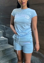 (Real Image)2022 Styles Women Fashion INS Styles Print Letter Short Two Piece Suit