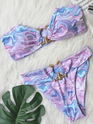 (Real Image)2022 Styles Women Fashion INS Styles Tube Diamonds Bikini Set