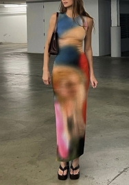 (Real Image)2022 Styles Women Sexy INS Styles Print Maxi Dress