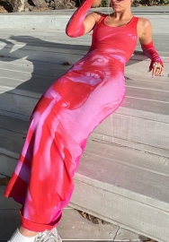 2022 Styles Women Sexy INS Styles Print Blue Maxi Dress