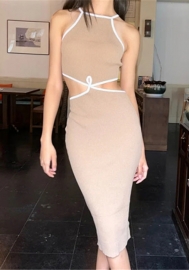 (Real Image)2022 Styles Women Fashion INS Styles Cut Out Maxi Dress