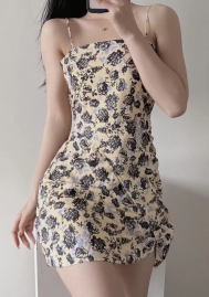 (Real Image)2022 Styles Women Fashion INS Styles Floral Strap Mini Dress