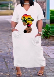 2022 Styles Women Fashion INS Styles Print Maxi Dress