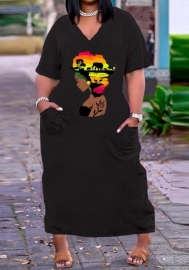 2022 Styles Women Fashion INS Styles Print Maxi Dress