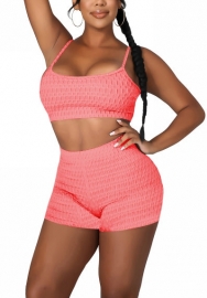 2022 Styles Women Fashion INS Styles Solid Color Rib Short Two Piece Suit