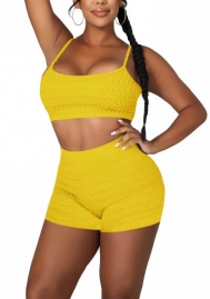 2022 Styles Women Fashion INS Styles Solid Color Rib Short Two Piece Suit