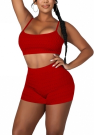 (Real Image)2022 Styles Women Fashion INS Styles Solid Color Rib Short Two Piece Suit