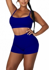 2022 Styles Women Fashion INS Styles Solid Color Rib Short Two Piece Suit