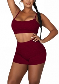 2022 Styles Women Fashion INS Styles Solid Color Rib Short Two Piece Suit