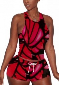 2022 Styles Women Fashion INS Styles Print Short Two Piece Suit