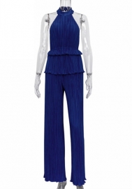 (Real Image)2022 Styles Women Fashion INS Styles Solid Color Ruffle Backless Two Piece Suit