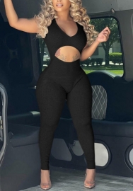 2022 Styles Women Fashion INS Styles Rib Cut Out Jumpsuit