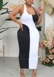 (Real Image)2022 Styles Women Fashion INS Styles Black&White Maxi Dress