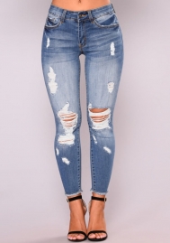 2022 Styles Women Fashion INS Styles Jeans Ripped Long Pants