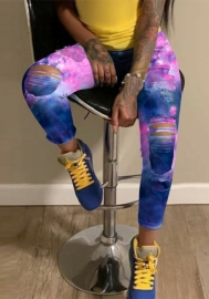 (Real Image)2022 Styles Women Fashion INS Styles Colorful Jeans Ripped Long Pants