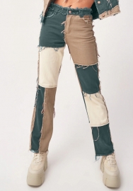 (Real Image)2022 Styles Women Fashion INS Styles Jeans Contrast Color Long Pants