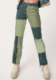 (Real Image)2022 Styles Women Fashion INS Styles Jeans Contrast Color Long Pants